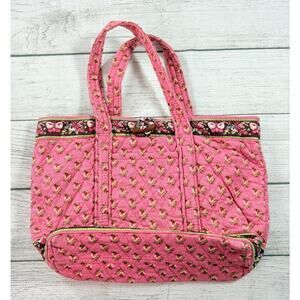 Vera Bradley Pink Pansies Purse Tote Quilted Handbag